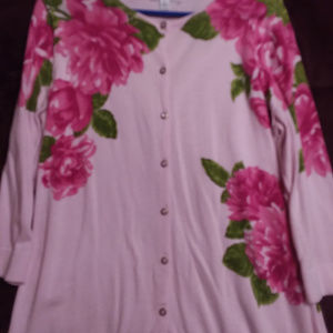 Isaac Mizrahi Pink Floral Cardigan XL